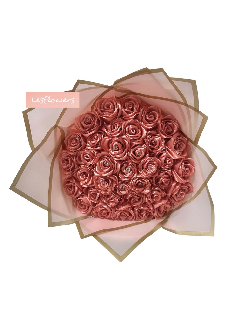 Lesflowers Blush Pink Rose Bouquet handmade flowers